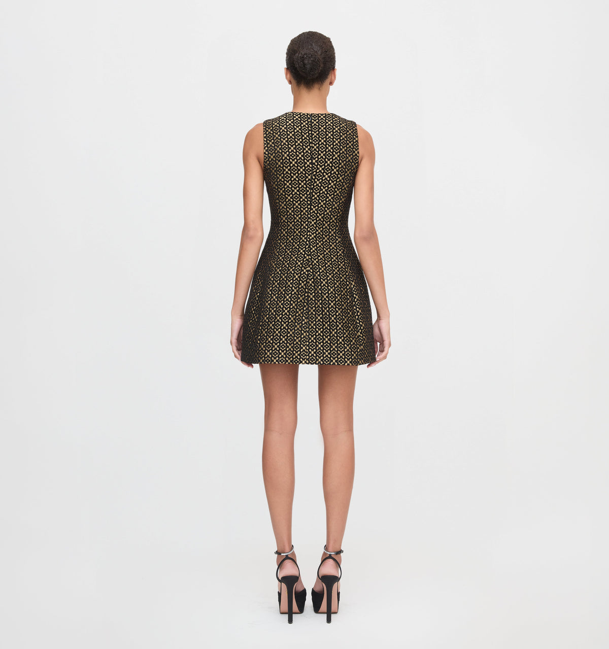 The Blythe Bow Dress in Metallic Brocade