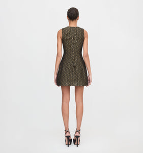 The Blythe Bow Dress in Metallic Brocade