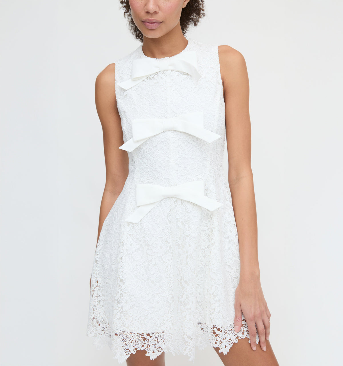 The Blythe Bow Dress - White Lace