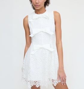 The Blythe Bow Dress - White Lace