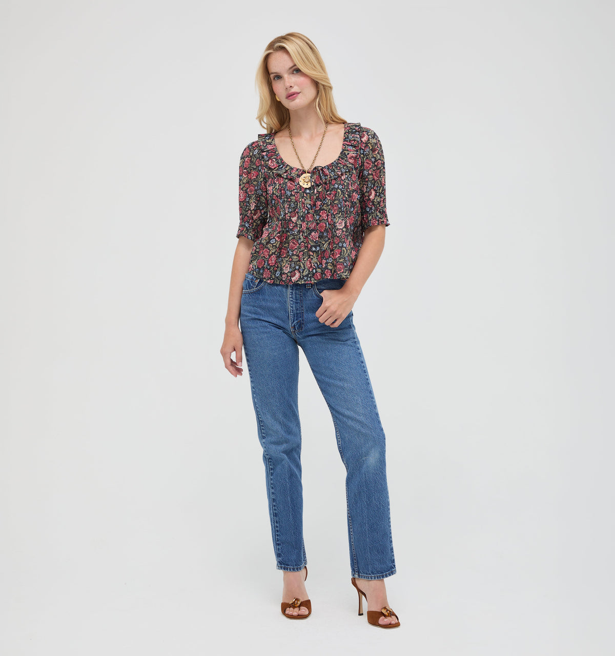 The Camri Top in Jacobean Sprig