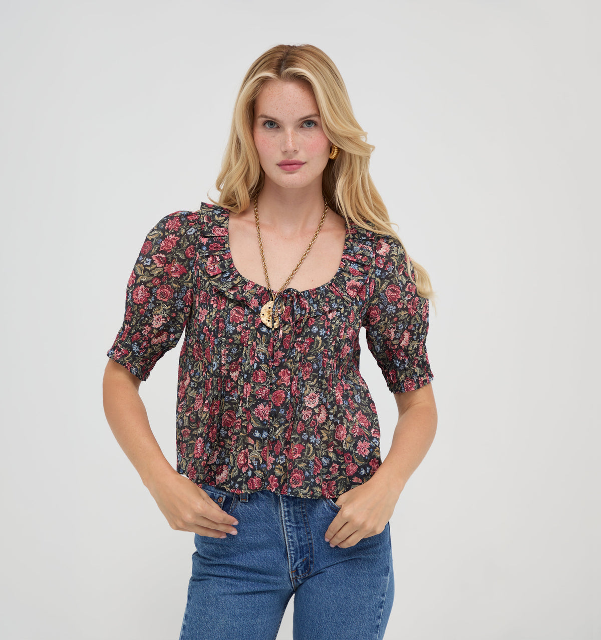 The Camri Top in Jacobean Sprig