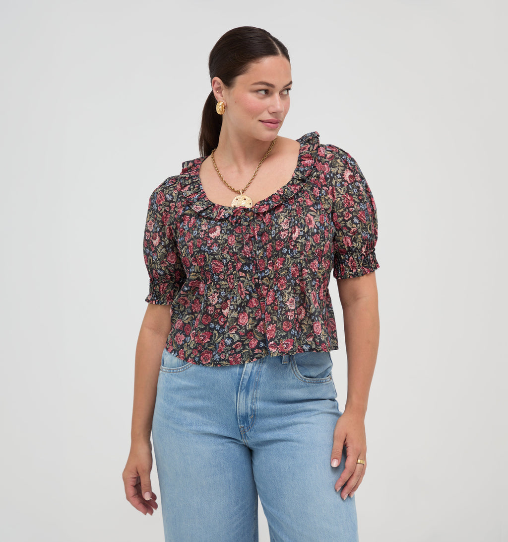 The Camri Top in Jacobean Sprig