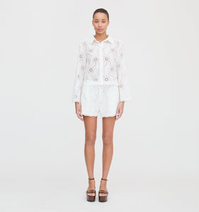 The Audrey Shorts in White Trellis Broderie