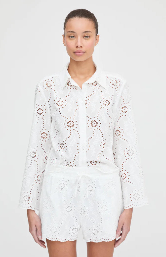 The Celia Top in White Trellis Broderie