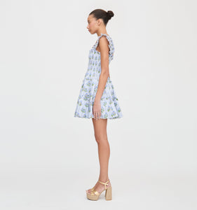 The Charlotte Nap Dress in Blue Block Print