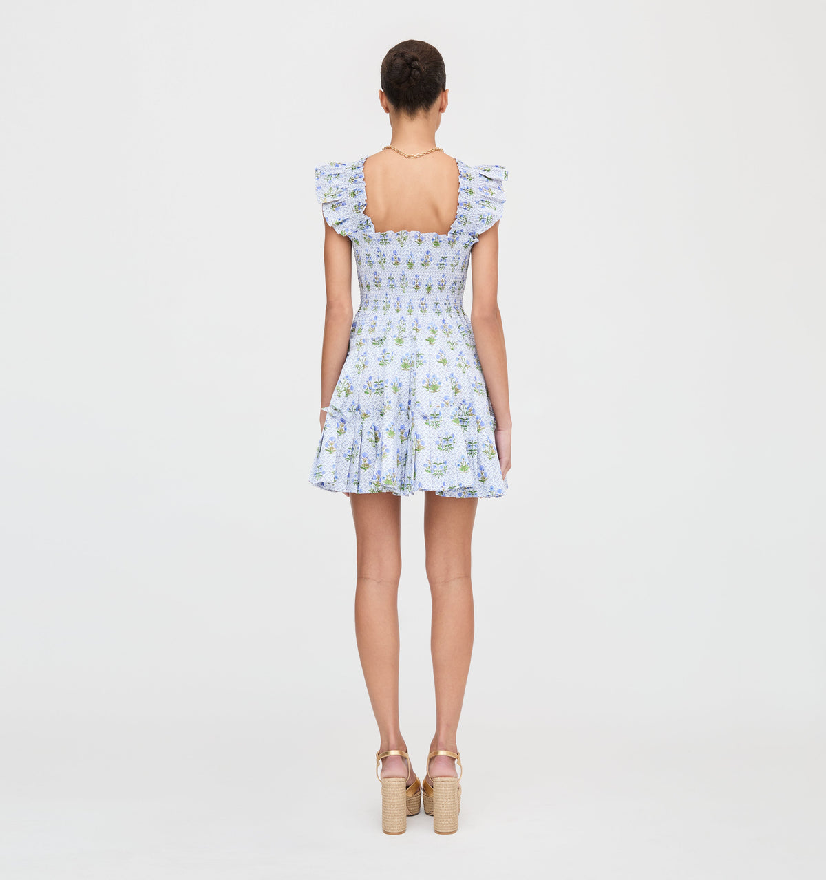 The Charlotte Nap Dress in Blue Block Print