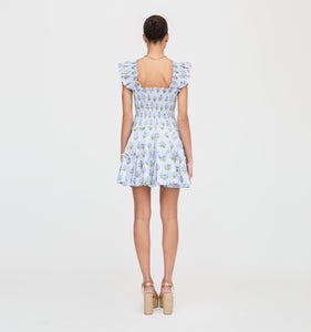 The Charlotte Nap Dress in Blue Block Print