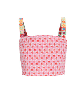 The Clara Crop Top in Pink Cala Check