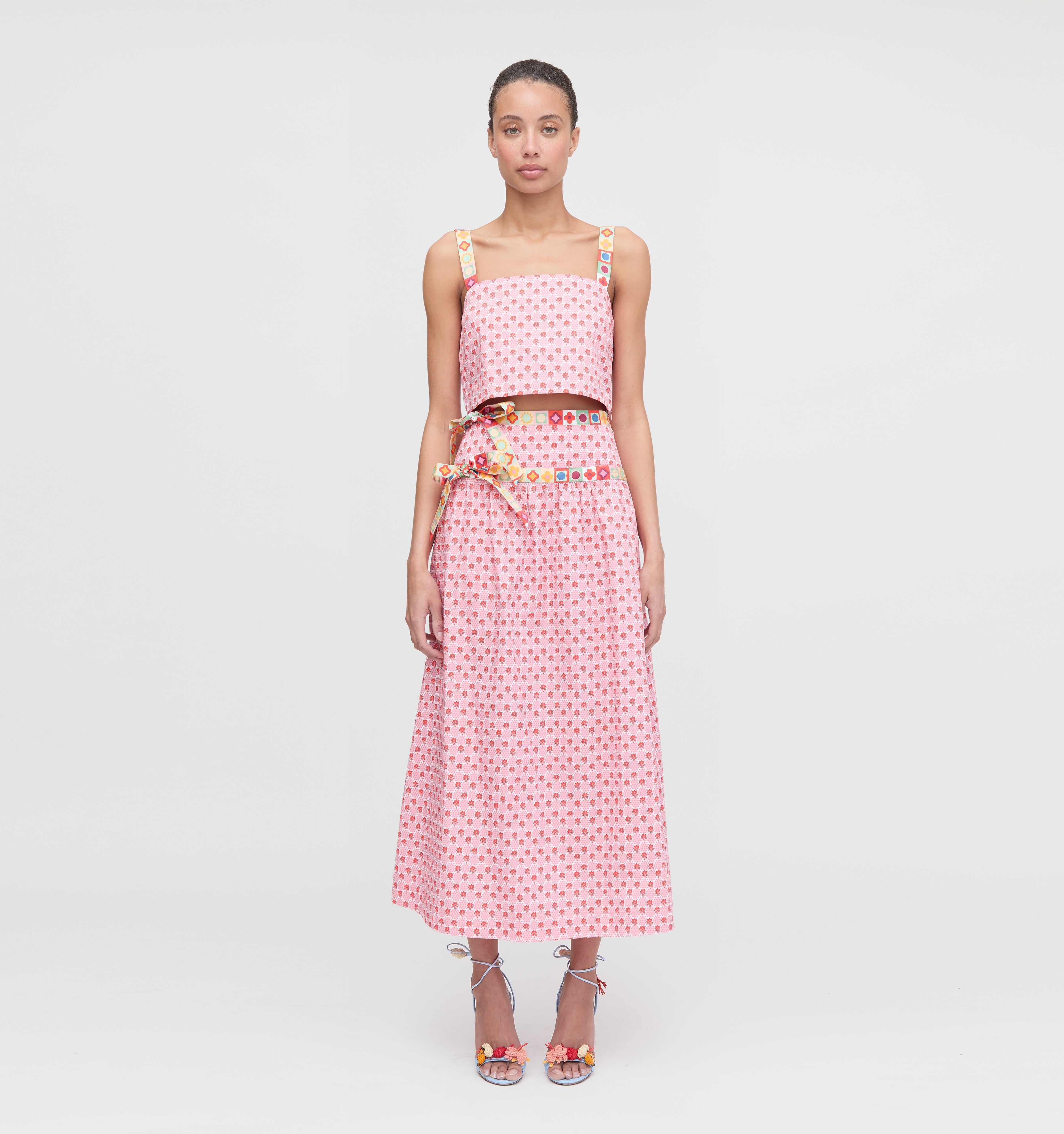 The Faris Skirt in Pink Cala Check