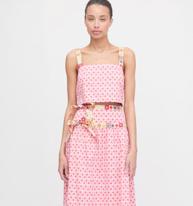 The Faris Skirt in Pink Cala Check