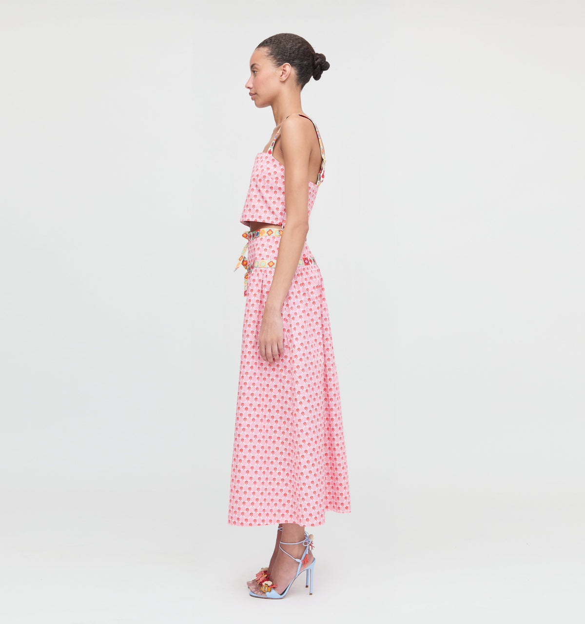 The Clara Crop Top in Pink Cala Check