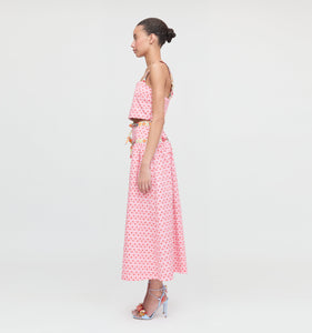 The Clara Crop Top in Pink Cala Check