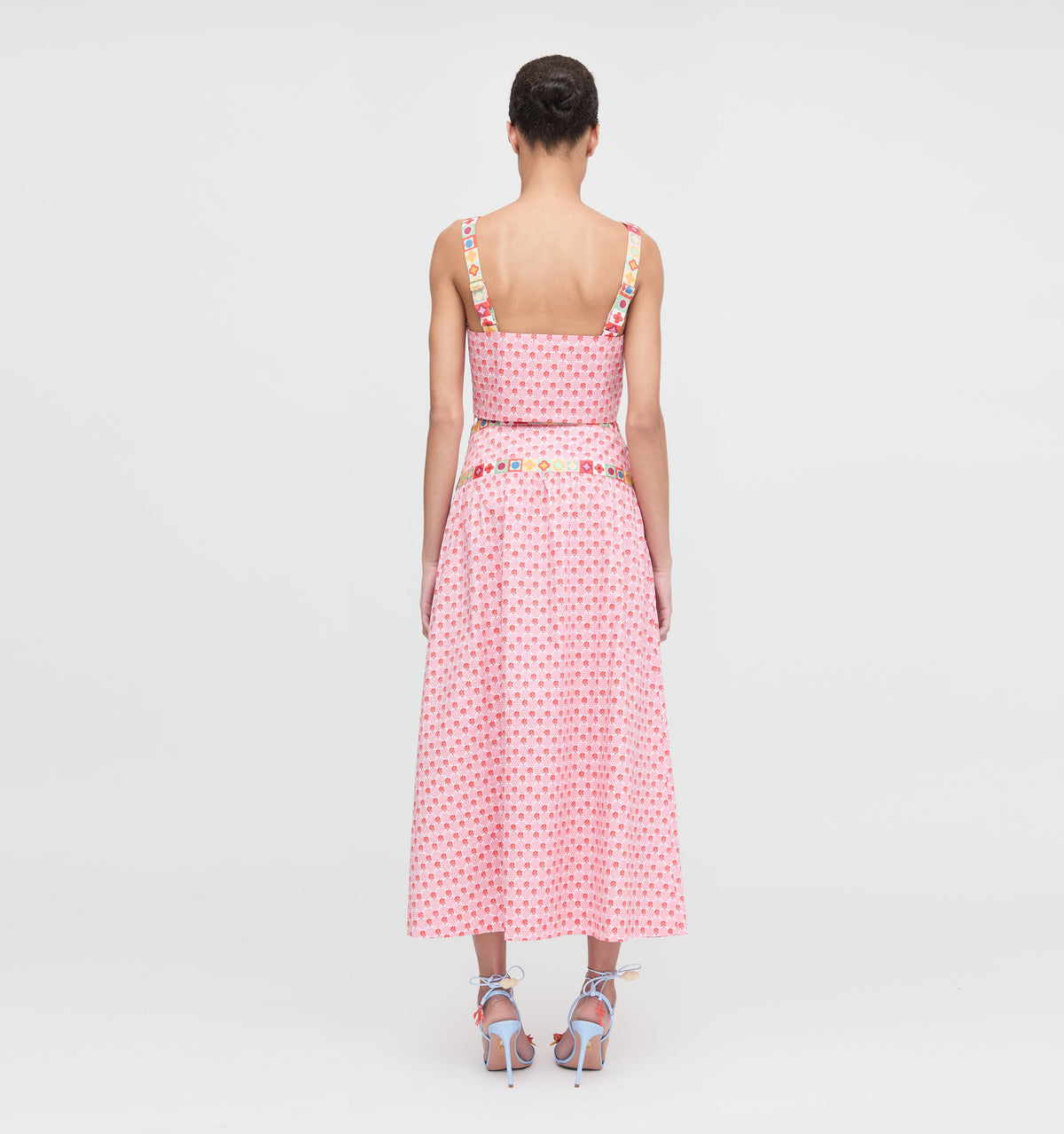 The Clara Crop Top in Pink Cala Check