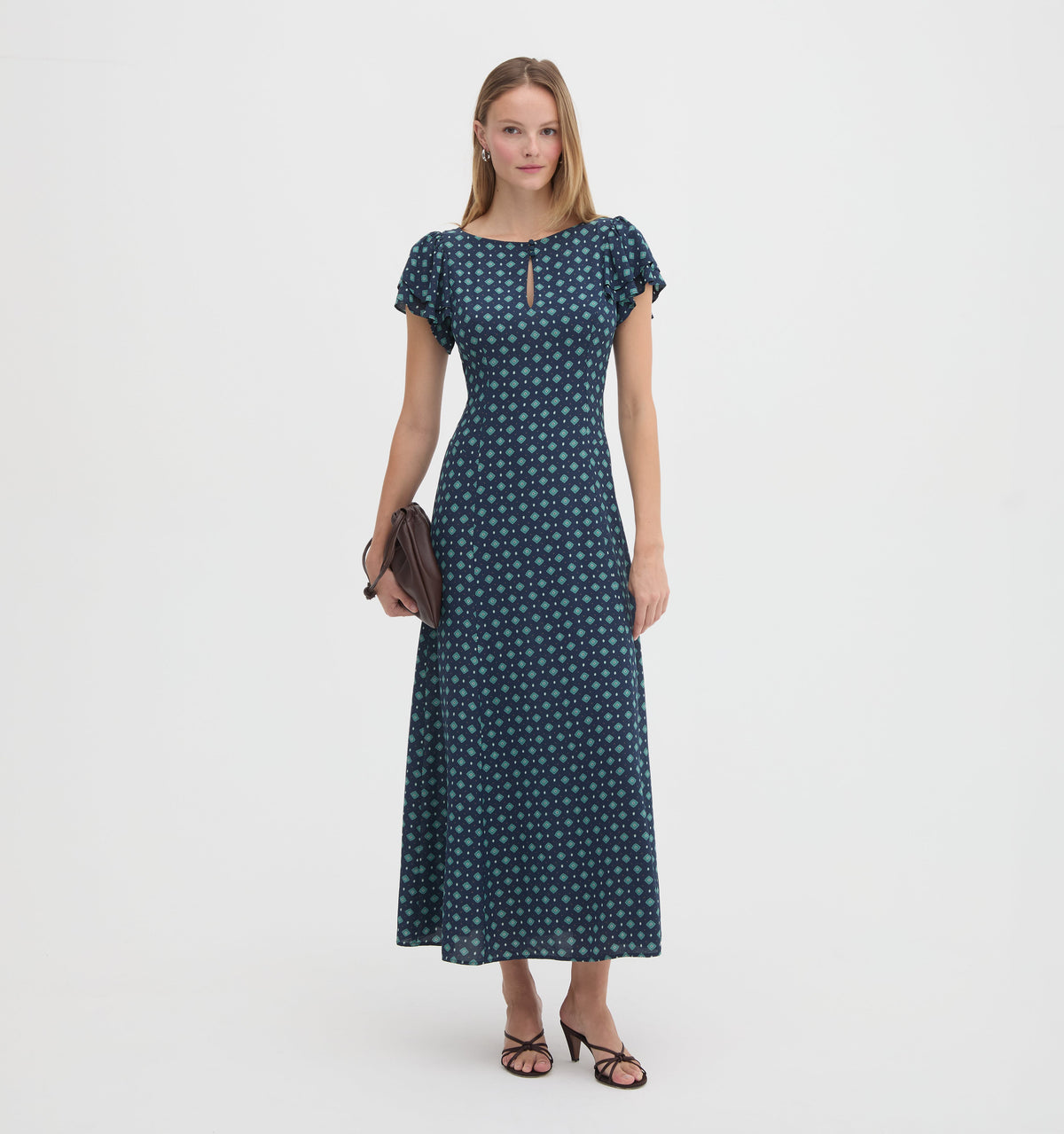 The Clare Dress in Juniper Foulard