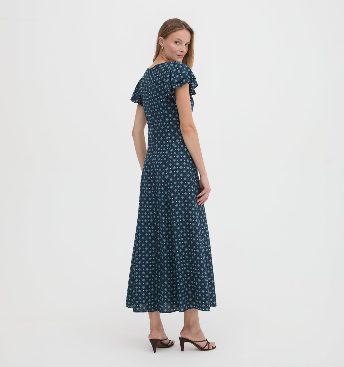 The Clare Dress in Juniper Foulard