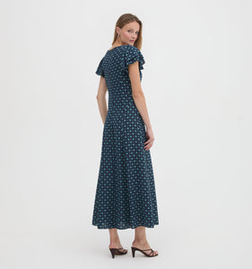 The Clare Dress in Juniper Foulard