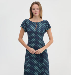 The Clare Dress in Juniper Foulard