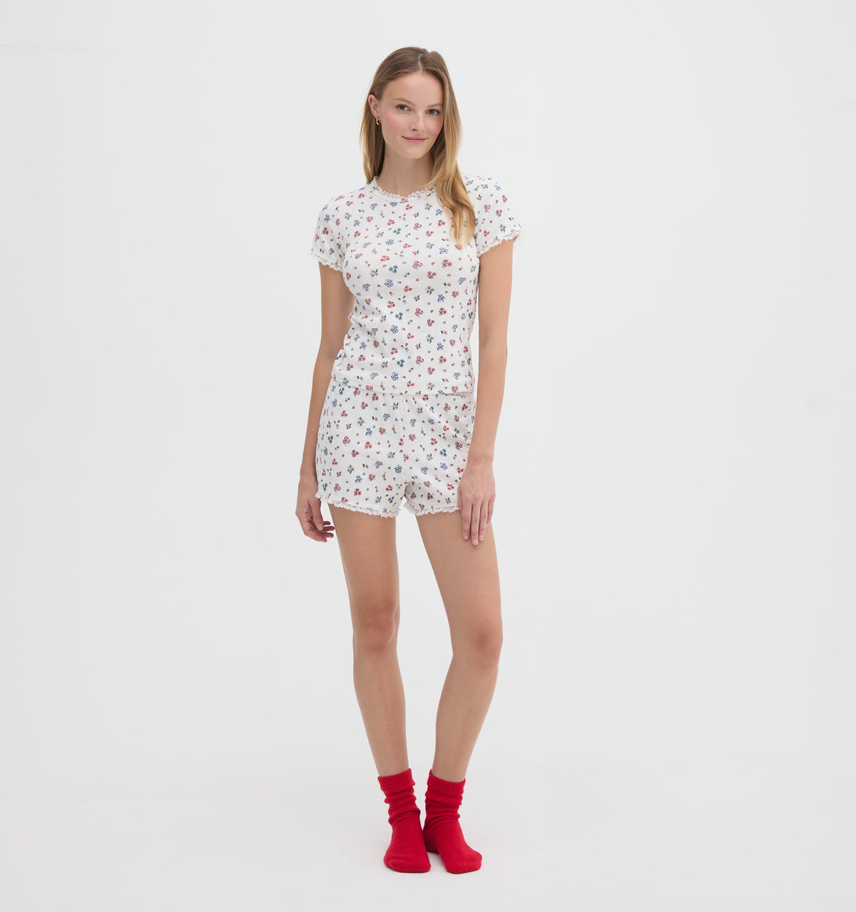 The Coco Pointelle PJ Set in Winter Posy