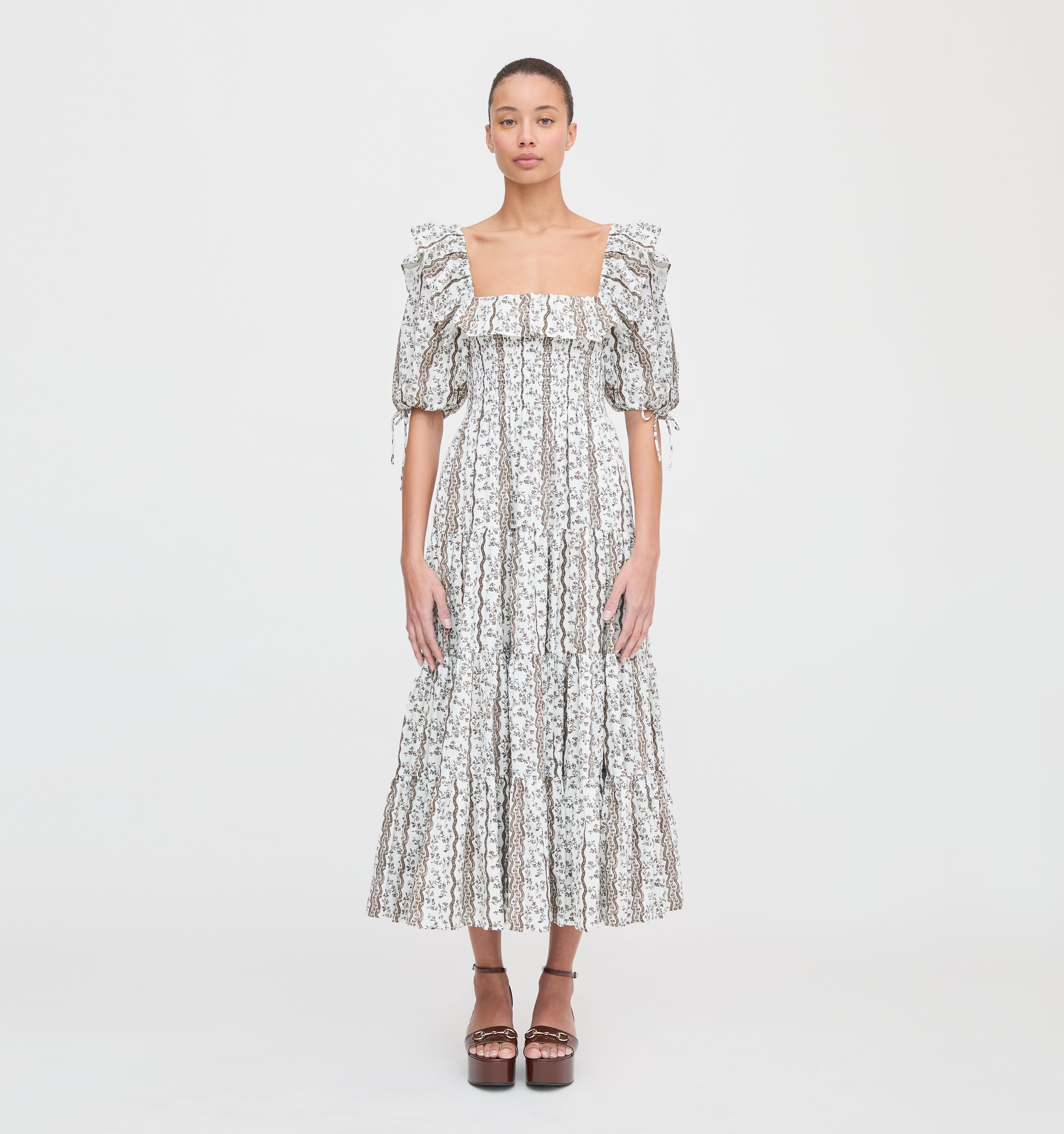The Corinne Nap Dress in Mocha Provence Floral