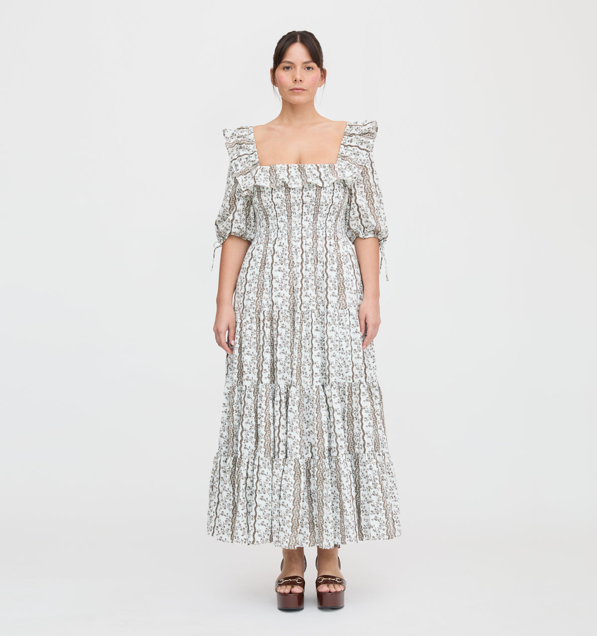 The Corinne Nap Dress in Mocha Provence Floral