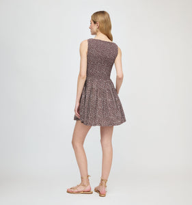 The Cosima Mini Nap Dress in Chocolate Ditsy Thistle