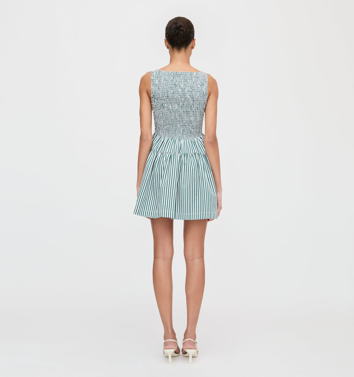 The Cosima Mini Nap Dress in Green Stripe