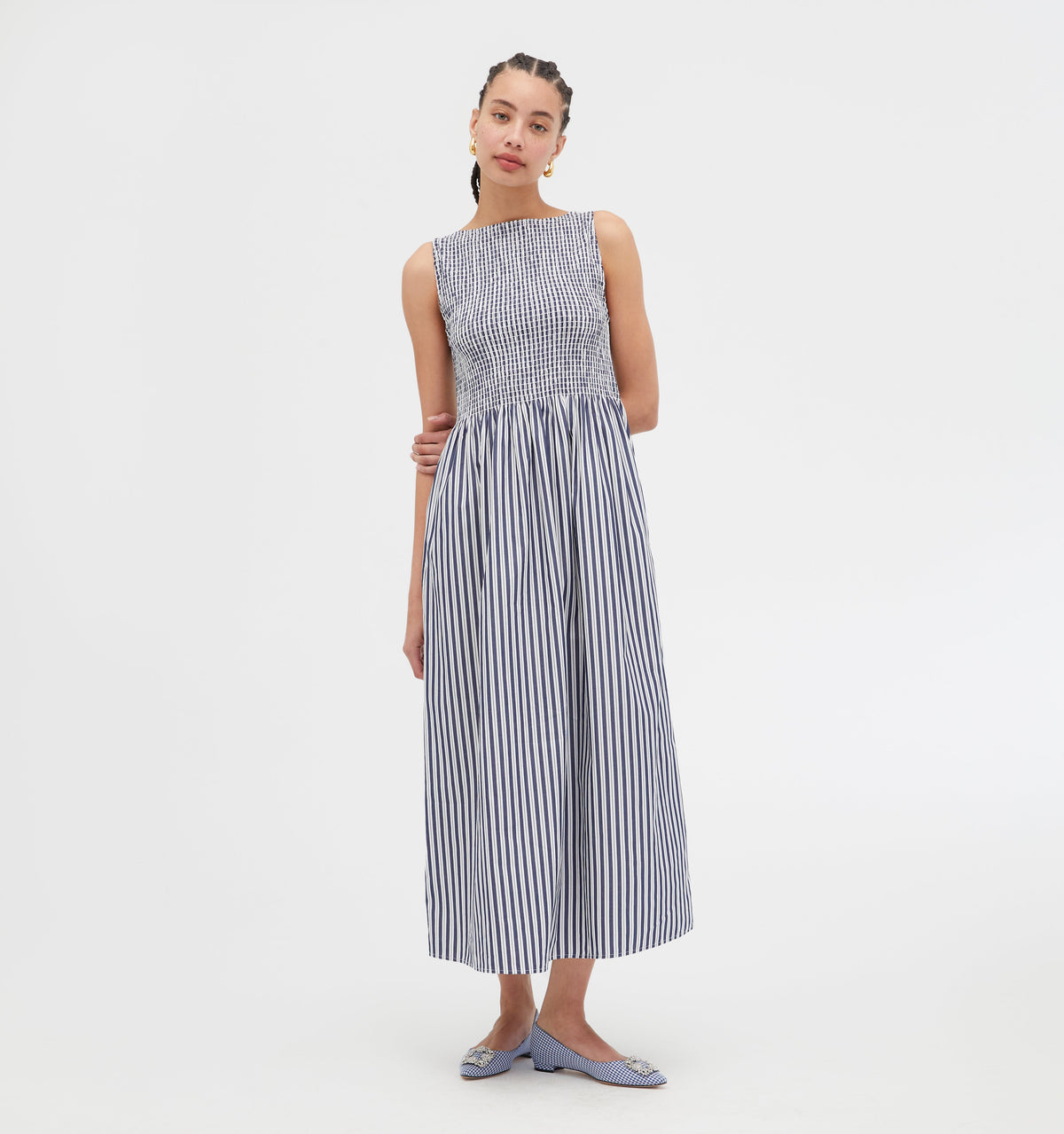 The Cosima Nap Dress in Navy Stripe