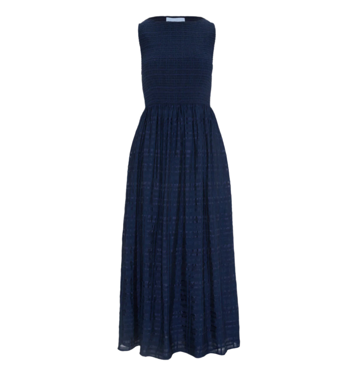 The Cosima Nap Dress in Navy Sheer Plaid
