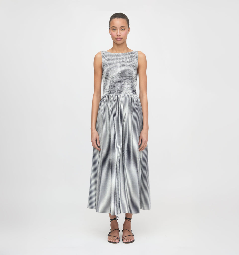 The Cosima Nap Dress in Black & Sand Gingham