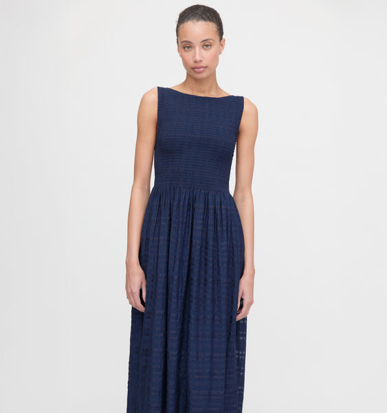 The Cosima Nap Dress | Navy Sheer Plaid / XXS | 55% Viscose | Hill House Home The Cosima Nap Dress | Navy Sheer Plaid / XXS | 55% Viscose | Hill House Home