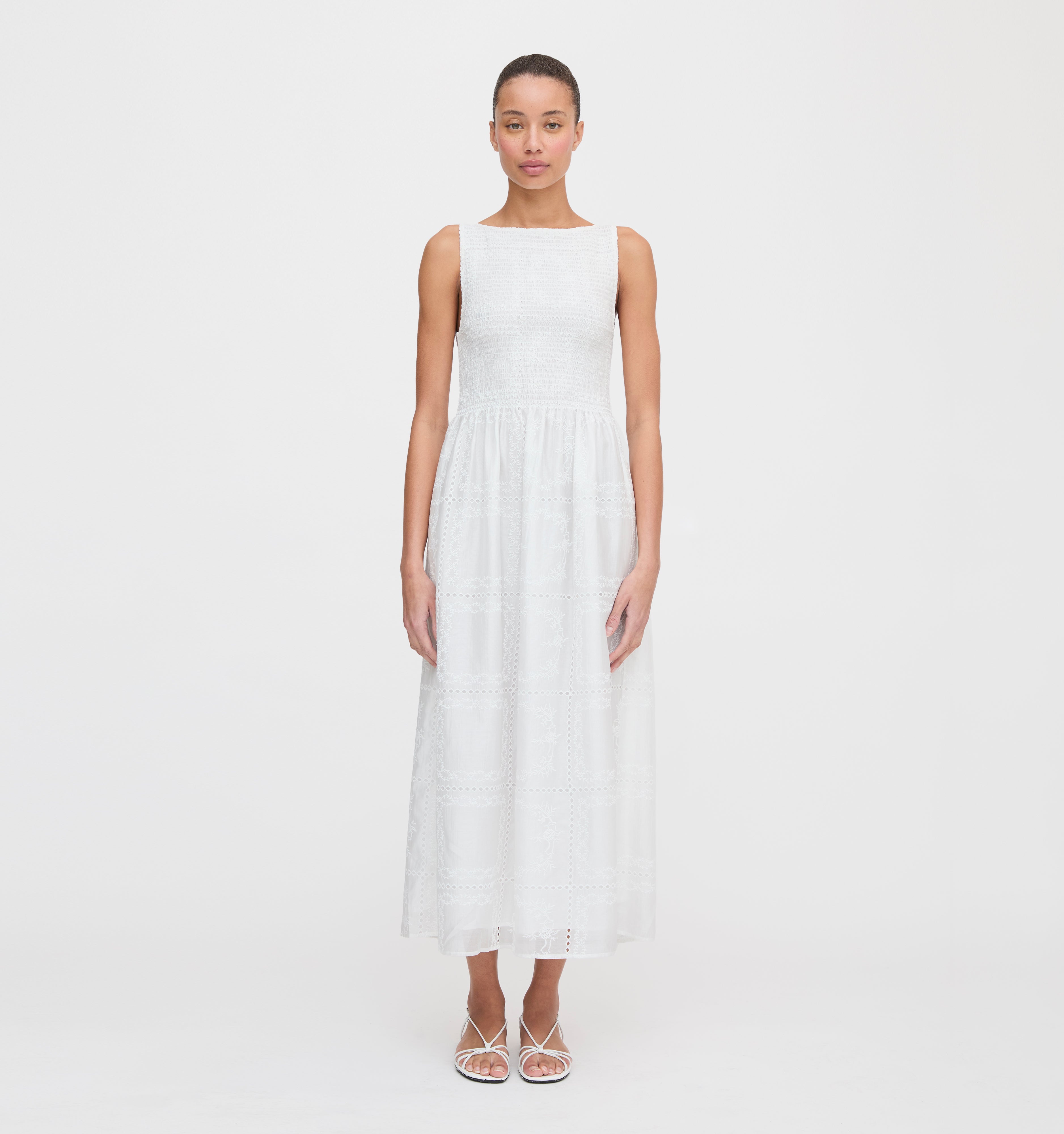 The Cosima Nap Dress in White Patchwork Organza