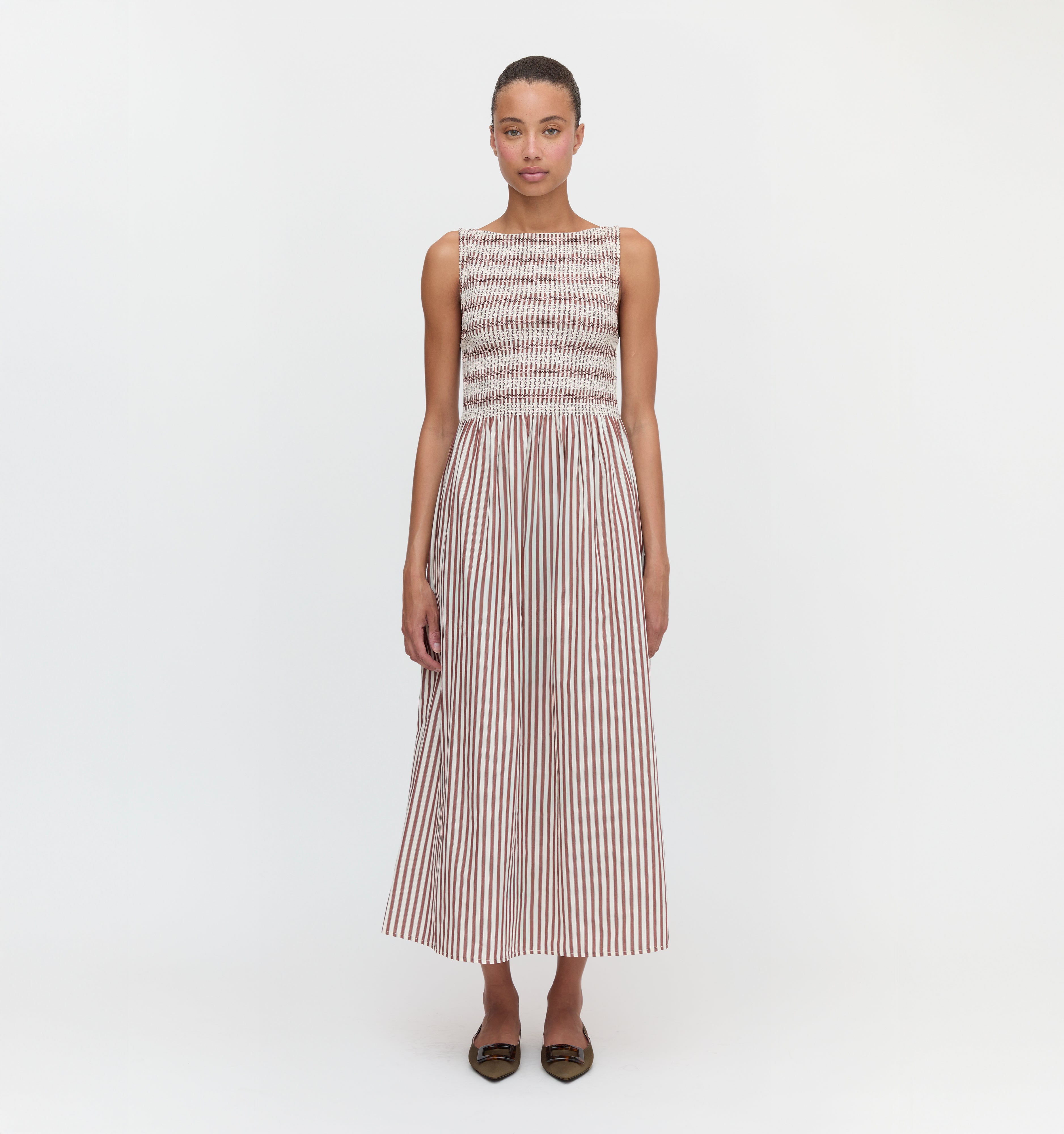 The Cosima Nap Dress in Rust Stripe