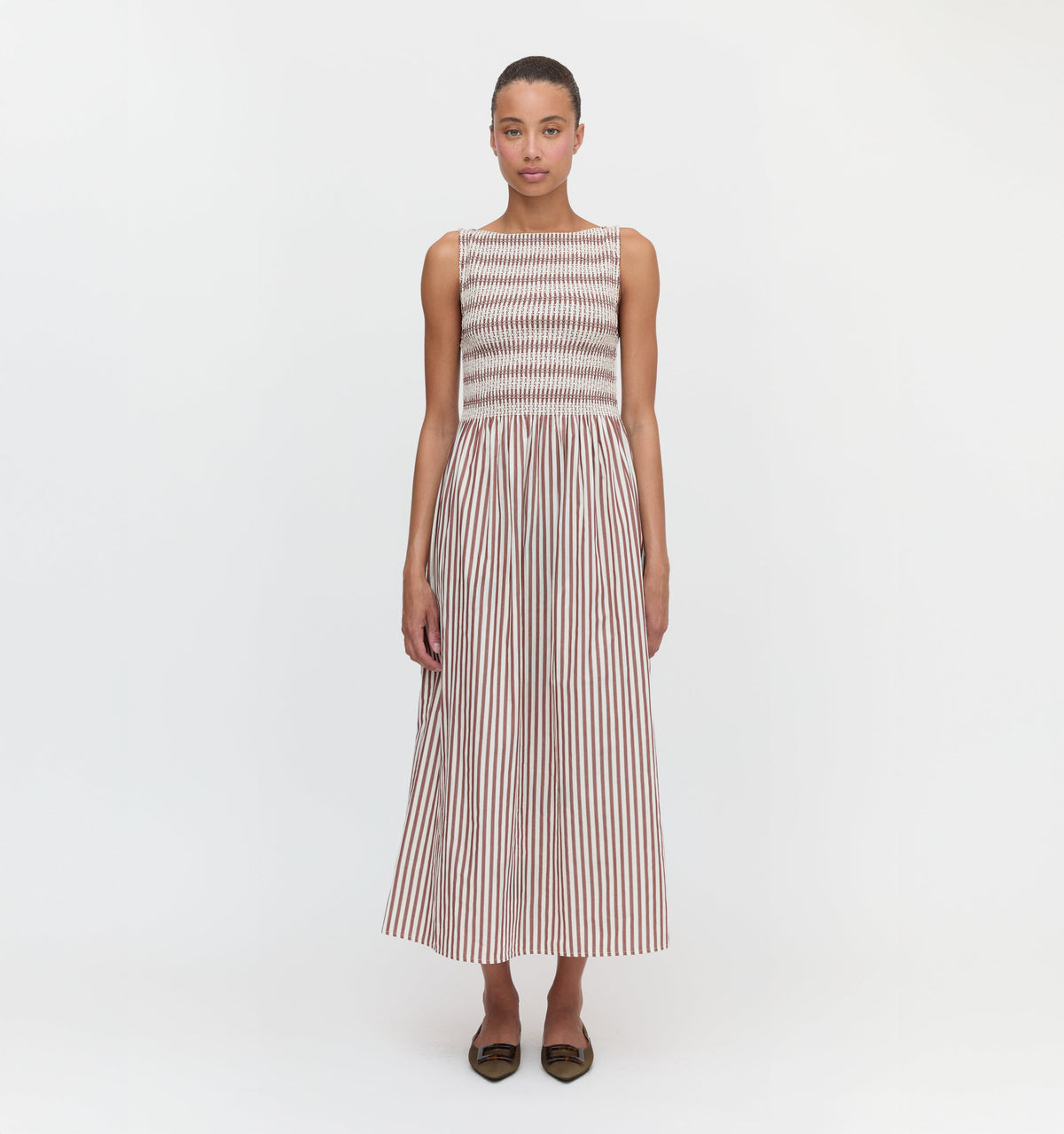 The Cosima Nap Dress in Rust Stripe