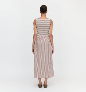 The Cosima Nap Dress in Rust Stripe