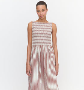 The Cosima Nap Dress in Rust Stripe