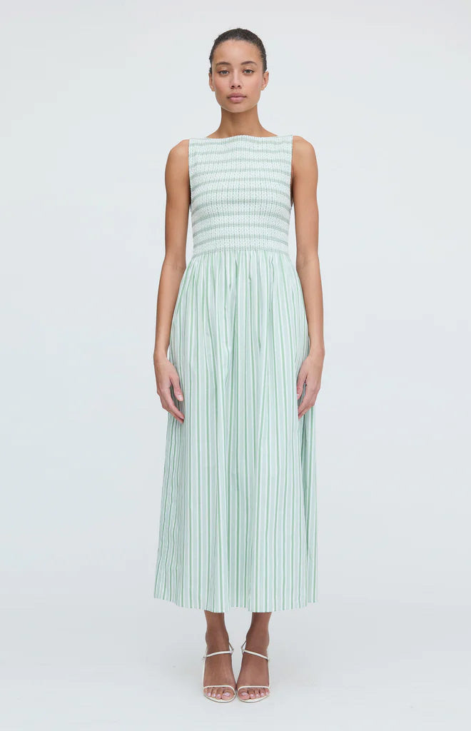 The Cosima Nap Dress in Apple Green Stripe