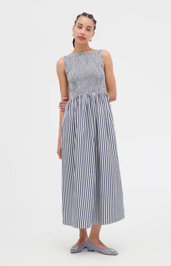 The Cosima Nap Dress in Navy Stripe