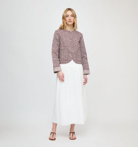 The Cropped Rowan Jacket in Chocolate Ditsy Thistle
