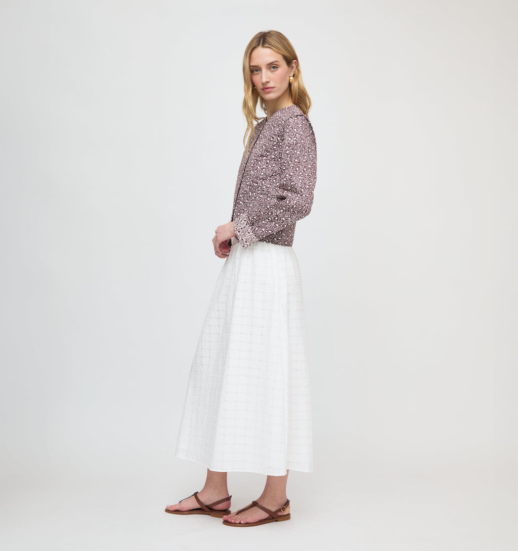 The Cropped Rowan Jacket in Chocolate Ditsy Thistle