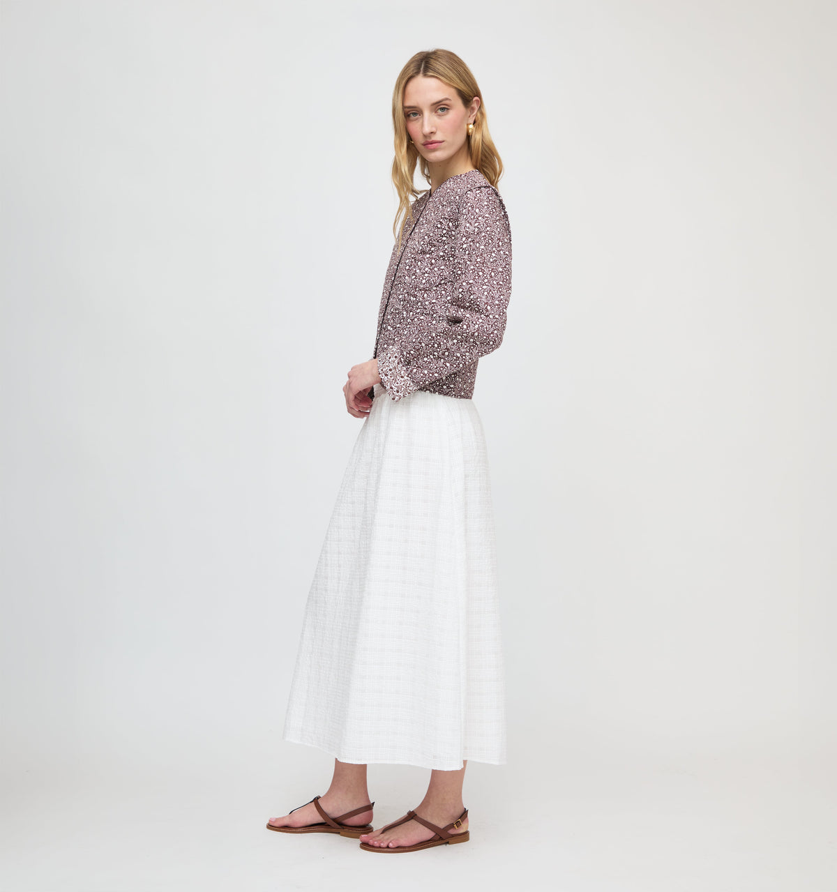 The Cropped Rowan Jacket in Chocolate Ditsy Thistle