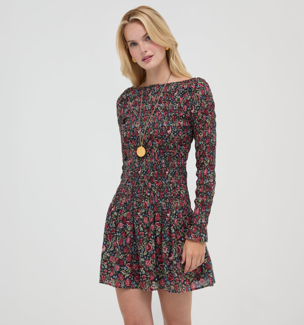 The Dalia Mini Nap Dress in Jacobean Sprig