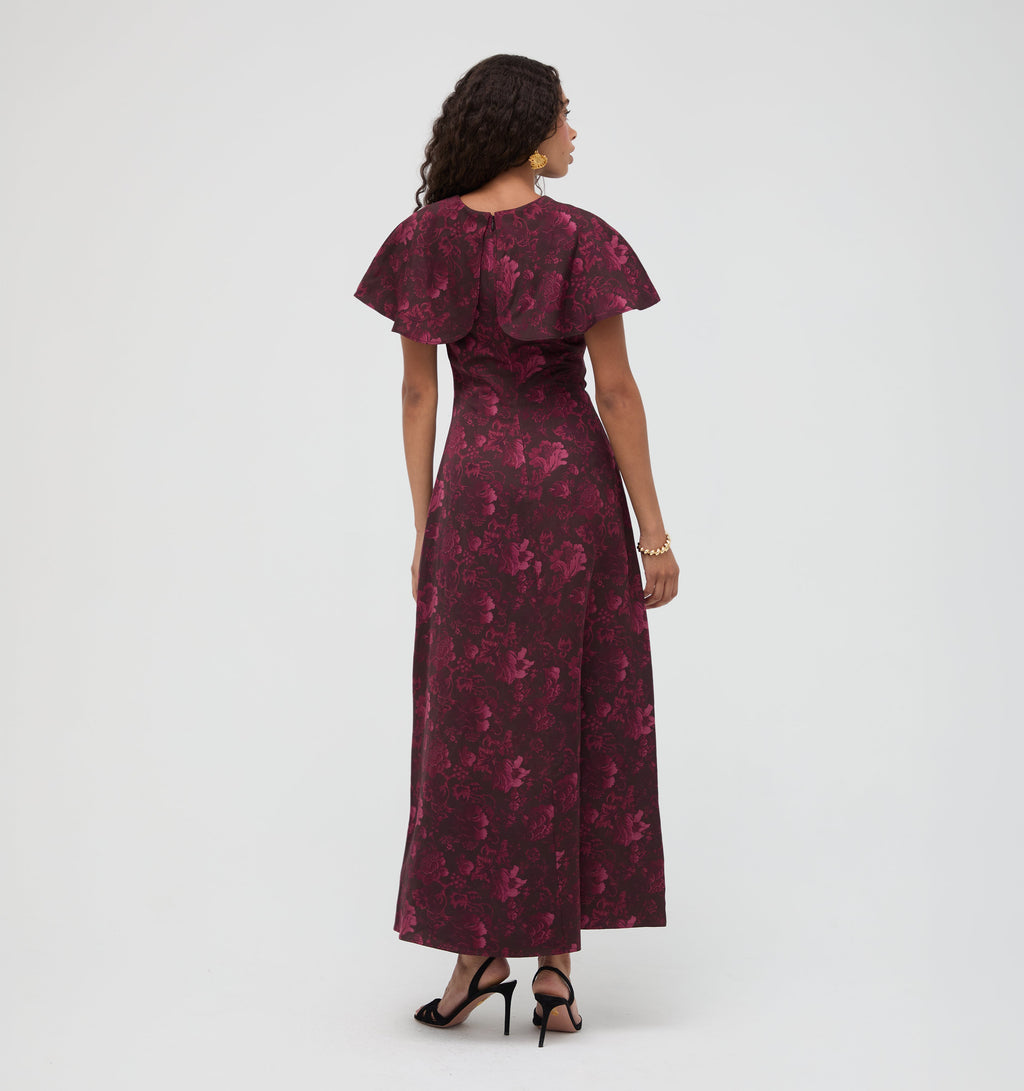 The Davina Dress in Annabel Botanica Burgundy