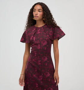 The Davina Dress in Annabel Botanica Burgundy