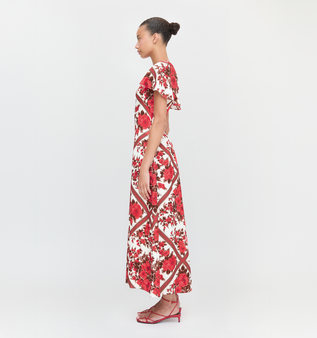 The Davina Dress in Red Diamond Rose
