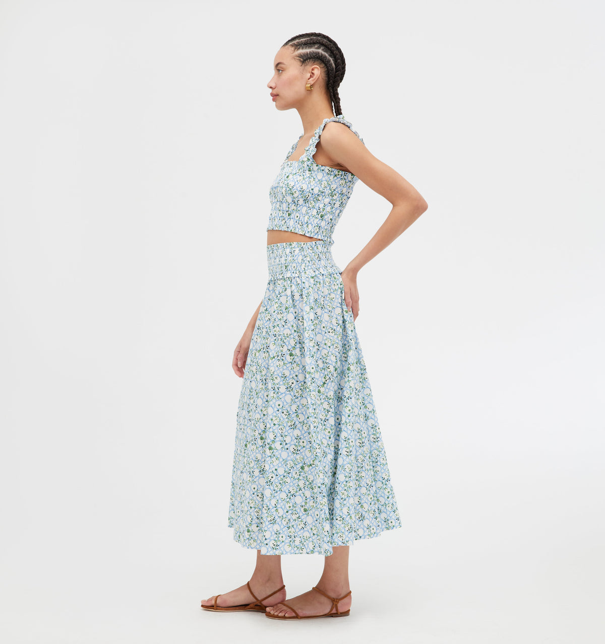 The Delphine Nap Skirt in Blue Basketweave Vine