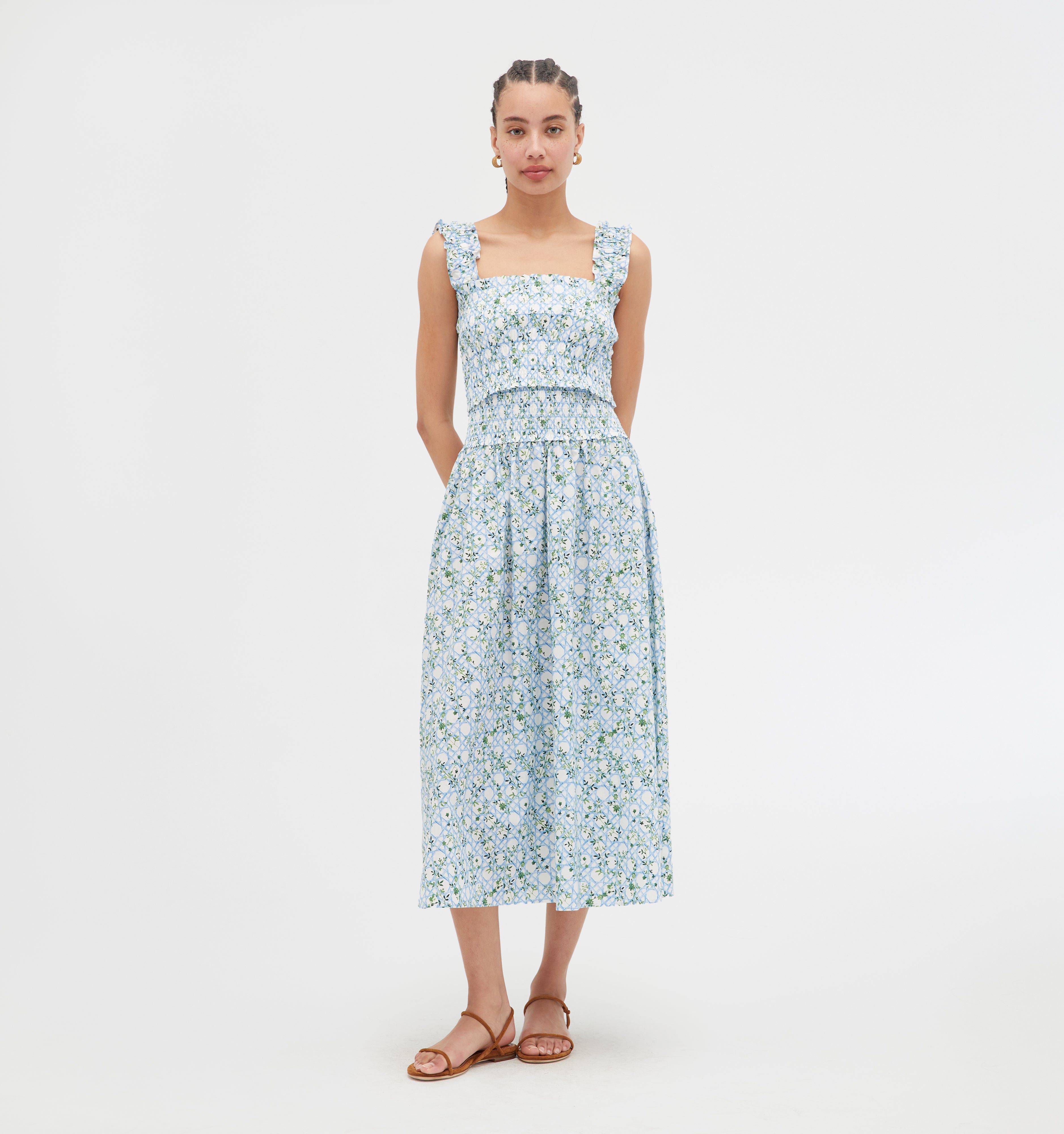 The Delphine Nap Skirt in Blue Basketweave Vine