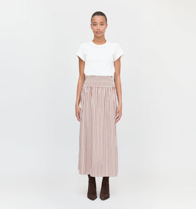 The Delphine Nap Skirt in Rust Stripe