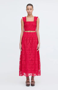 The Delphine Nap Skirt in Cerise Lace