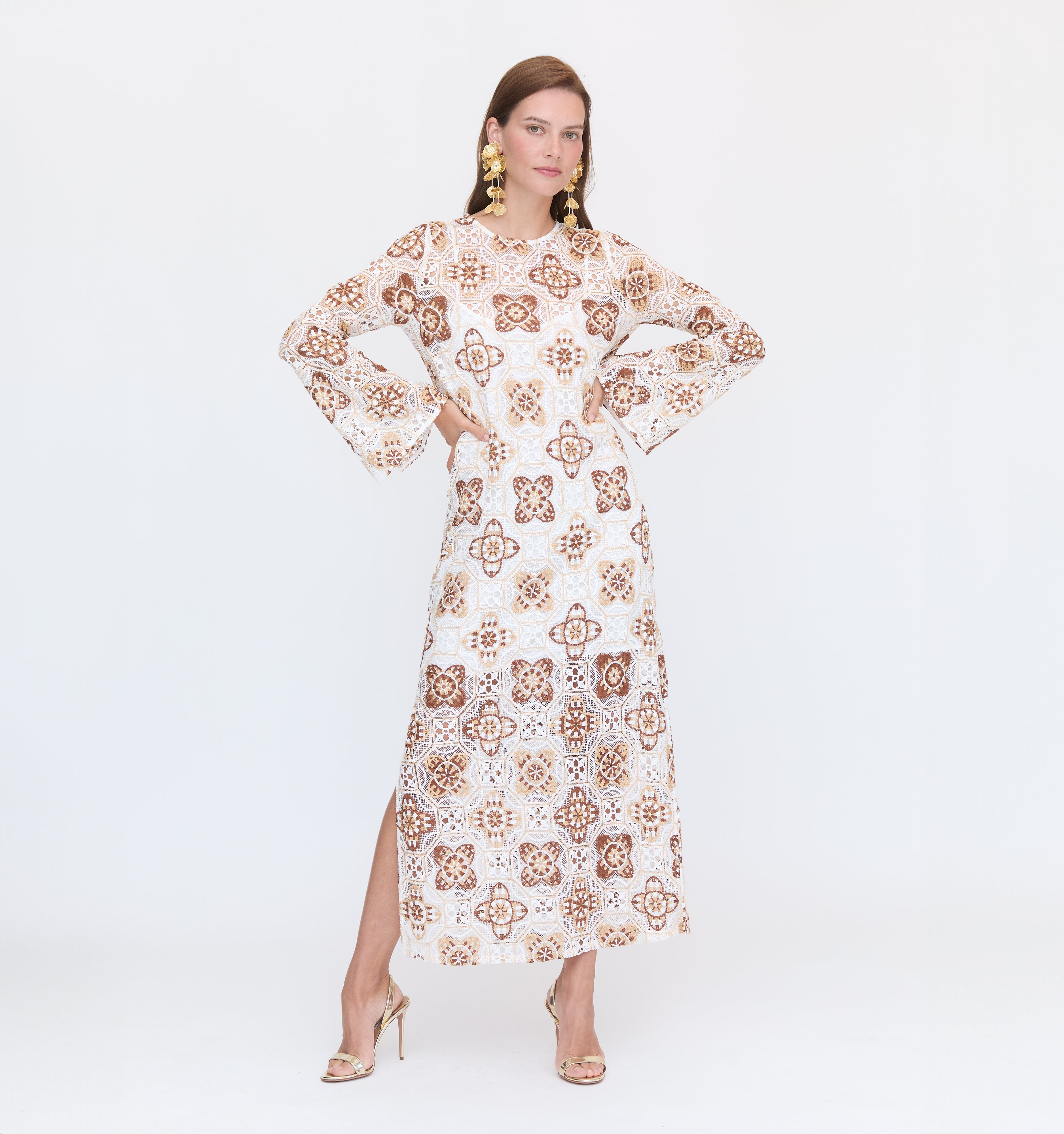 The Eliza Dress in Sand Parquet Crochet